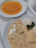 Mrkvová polévka s bulgurem, kuřecí maso na kari, rýže 